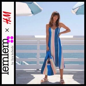 NWT H&M Aliya Kebede Silky Striped Bloggers Fav Dress